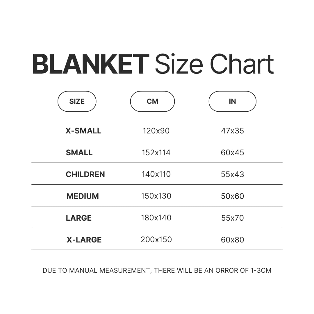 Blanket Size Chart - Iron Maiden Shop