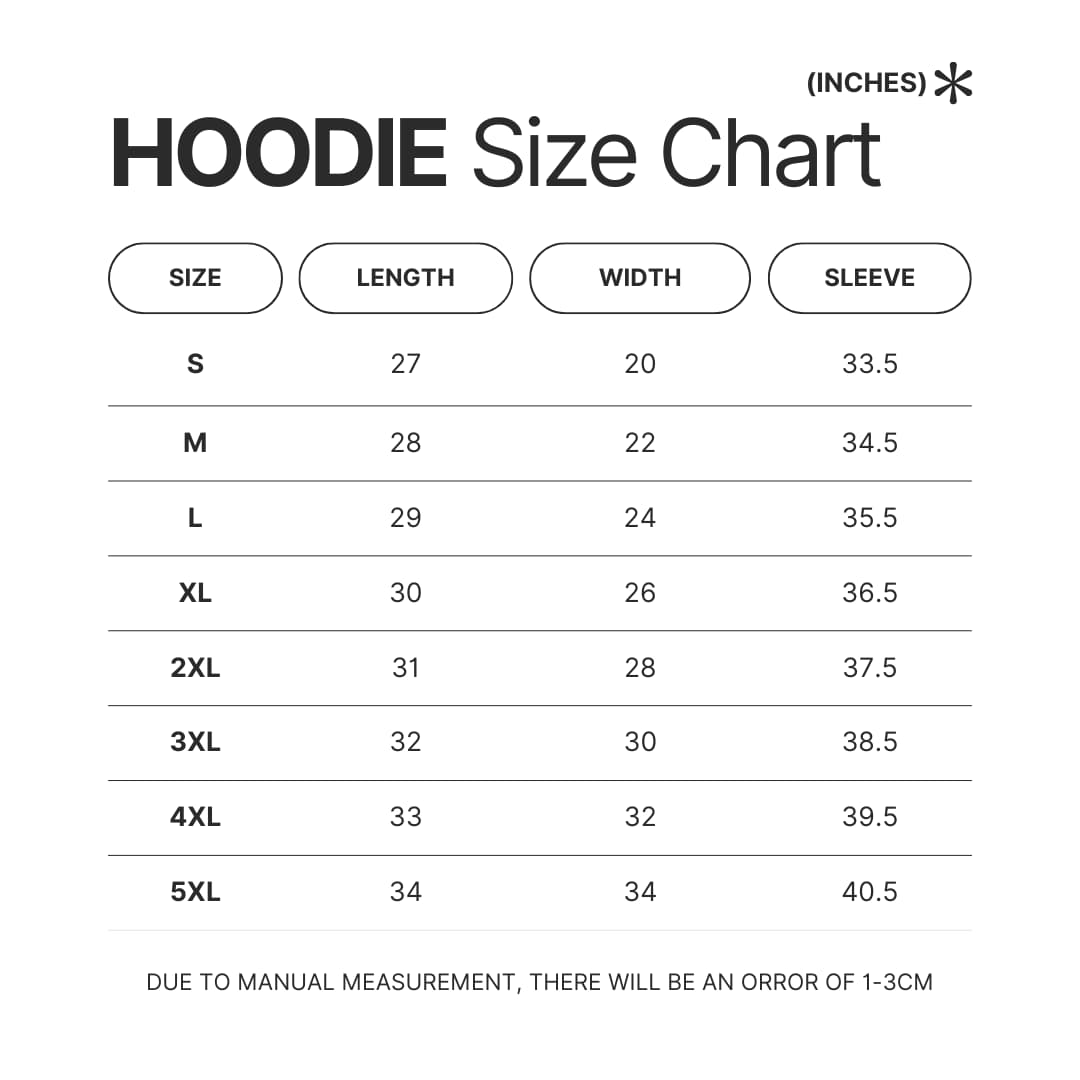 Hoodie Size Chart - Iron Maiden Shop