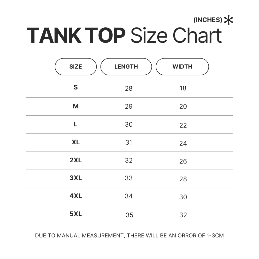 Tank Top Size Chart - Iron Maiden Shop