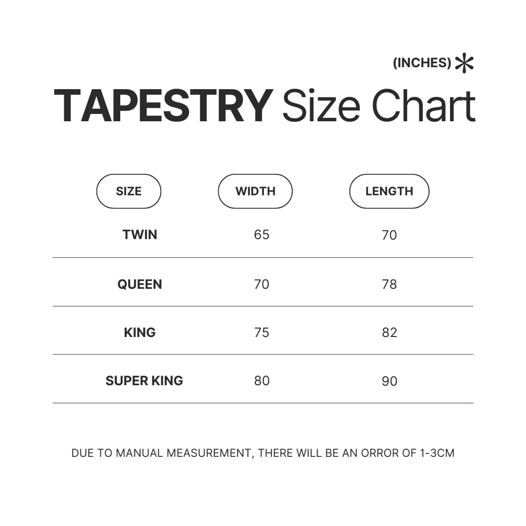 Tapestry Size Chart - Iron Maiden Shop